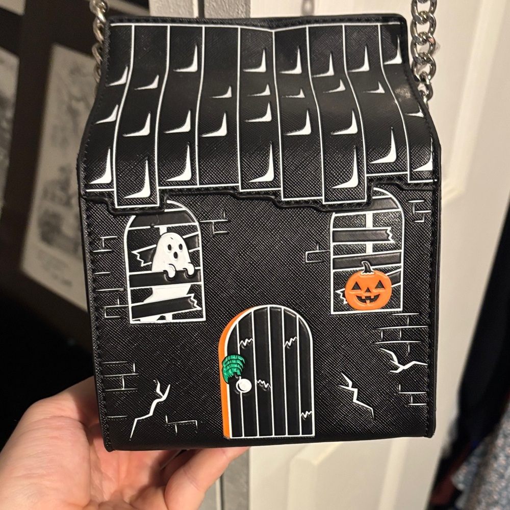 Haunted House Themed Black Crossbody Bag